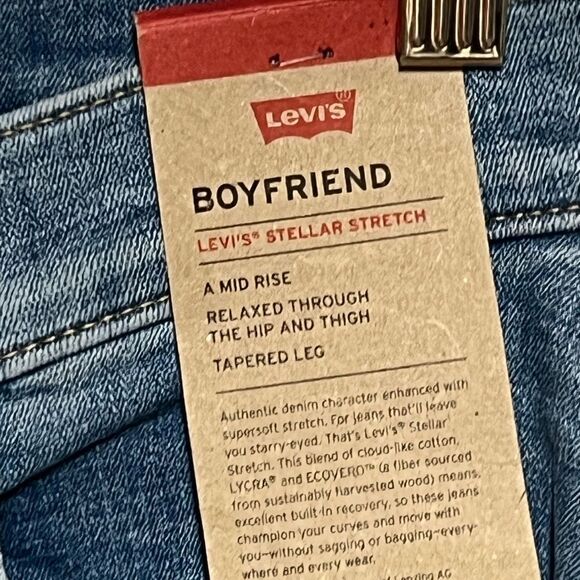 NWT Levi’s Women’s Boyfriend Stellar Stretch Mid Rise Tapered Ankle Jeans Sz 31 - Picture 8 of 9